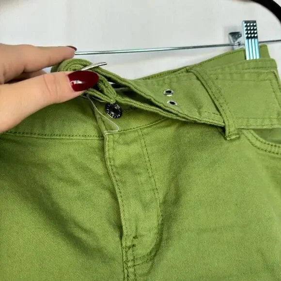 Bershka Micro 90s Buckle Detail Low Rise Ultra Mini Skirt In Khaki Green Size 6 - Picture 6 of 13